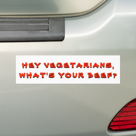 Vegetariërs, wat is uw rundvlees? bumpersticker (Op auto)