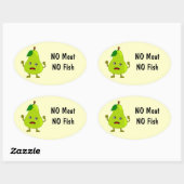 Vegetarisch betekent geen vlees, geen visetiketten ovale sticker (Vel)