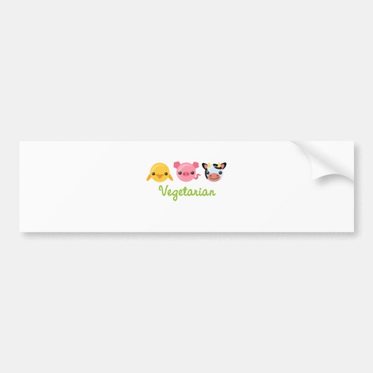 Vegetarisch Bumpersticker (Voorkant)