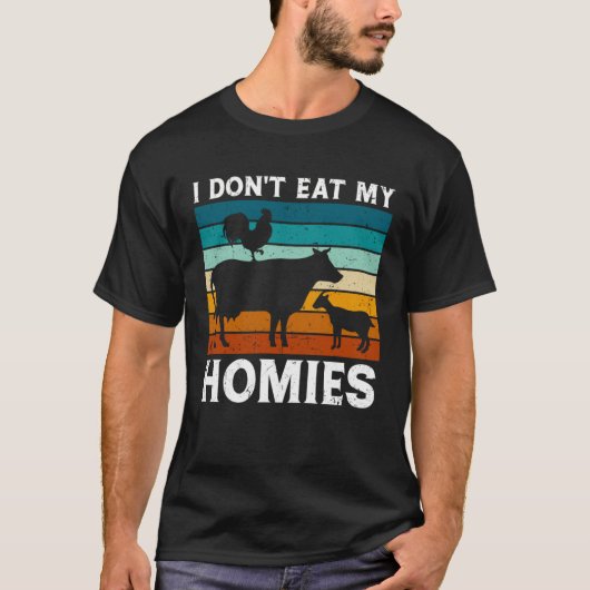 Vegetarisch eet ik mijn Homies niet veganistisch r T-shirt (Voorkant)