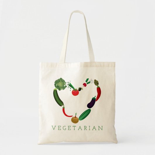 Vegetarisch hart tote bag (Voorkant)