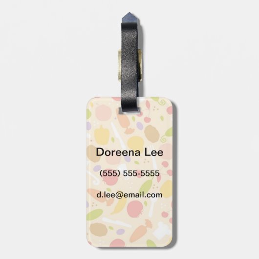 Vegetarisch kookpatroon achtergrond bagagelabel (Achterkant verticaal)