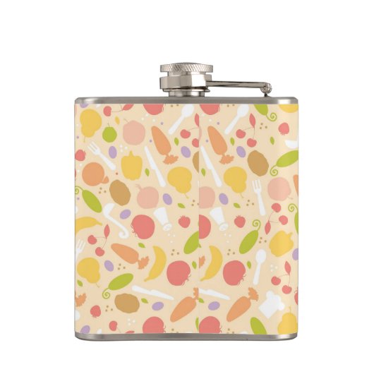 Vegetarisch kookpatroon achtergrond heupfles (Achterkant)