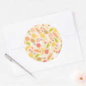 Vegetarisch kookpatroon achtergrond ronde sticker (Envelop)