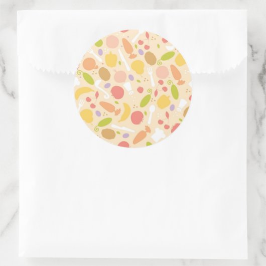 Vegetarisch kookpatroon achtergrond ronde sticker (Tas)