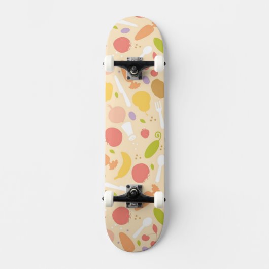 Vegetarisch kookpatroon achtergrond skateboard (Voorkant)