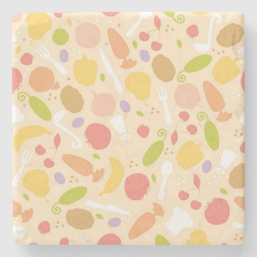 Vegetarisch kookpatroon achtergrond stenen onderzetter (Voorkant)