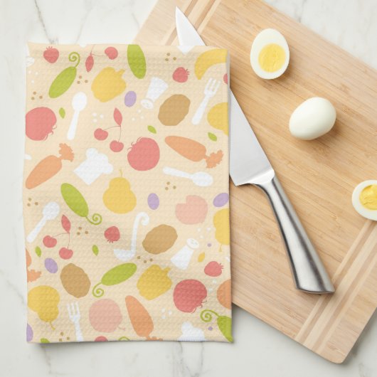 Vegetarisch kookpatroon achtergrond theedoek (Quarter Fold)