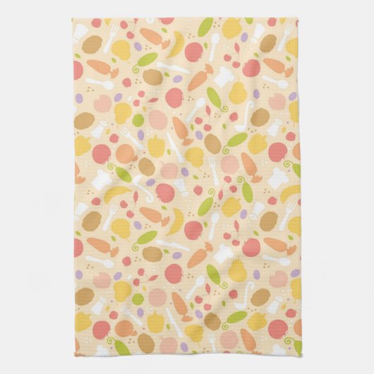 Vegetarisch kookpatroon achtergrond theedoek (Verticaal)