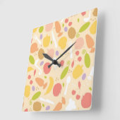 Vegetarisch kookpatroon achtergrond vierkante klok (Hoek)