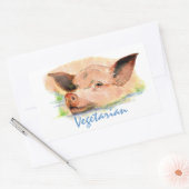 Vegetarisch met Schattigee Waterverf Varken Rechthoekige Sticker (Envelop)