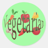 Vegetarisch Ronde Sticker (Voorkant)