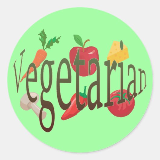 Vegetarisch Ronde Sticker (Voorkant)