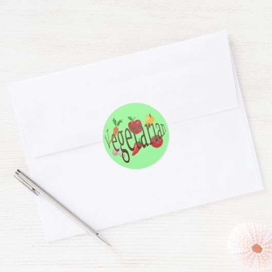 Vegetarisch Ronde Sticker (Envelop)