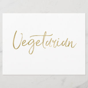"Vegetarisch"-teken   Stijlvol goud met briefjes Kaart