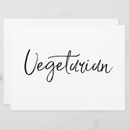 "Vegetarisch"-teken | Stijlvol handschrift (Voorkant / Achterkant)