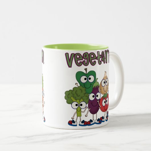 Vegetarisch Tweekleurige Koffiemok (Voorkant rechts)