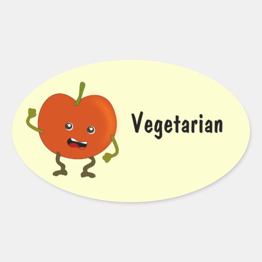 Vegetarisch / Vegan Food Labels: tomaat Ovale Sticker (Voorkant)