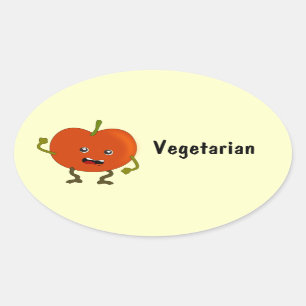 Vegetarisch / Vegan Food Labels: tomaat Ovale Sticker