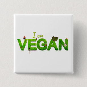 Vegetarisch Veganistisch Liefde Save Animal Veg Ea Vierkante Button 5,1 Cm