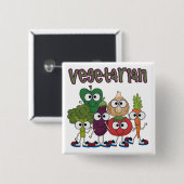 Vegetarisch Vierkante Button 5,1 Cm (Voorkant /achterkant)