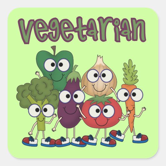 Vegetarisch Vierkante Sticker (Voorkant)