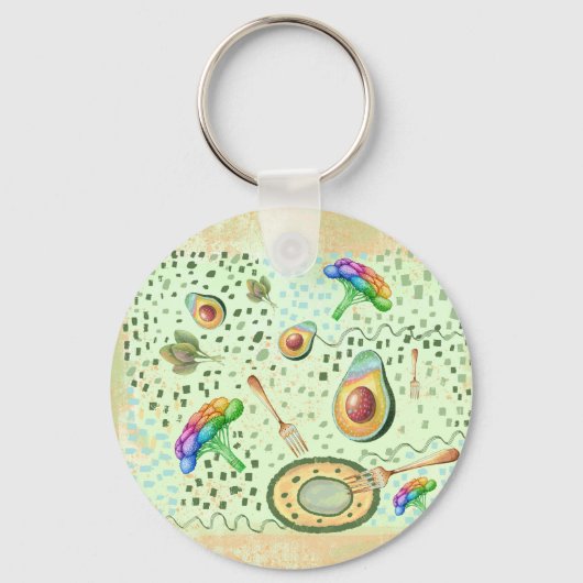 Vegetarische broccoli en avocado sleutelhanger (Voorkant)