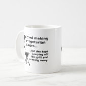 Vegetarische Burger Grappig Vlees Mok Humor (Voorkant links)
