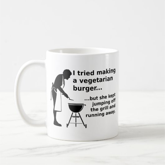 Vegetarische Burger Grappig Vlees Mok Humor (Links)