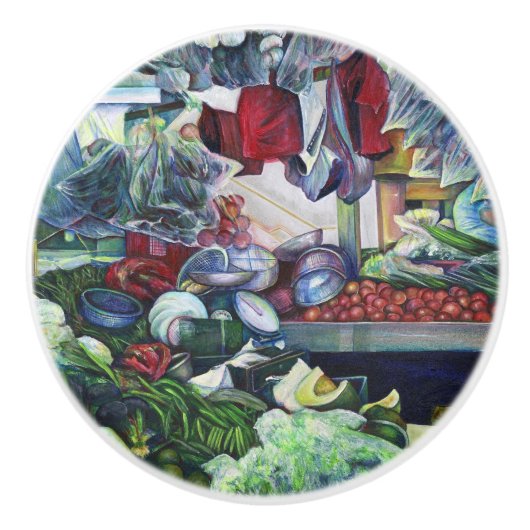 Vegetarische clubs ontmoeten hier op dinsdagmiddag keramische knop (Voorkant)