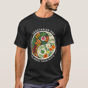 Vegetarische Dag Balanceer Je Bord Yin Yang Groent T-shirt