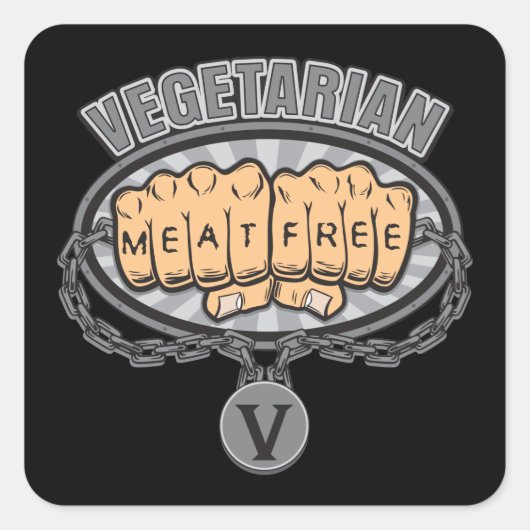 Vegetarische lijsten vierkante sticker (Voorkant)