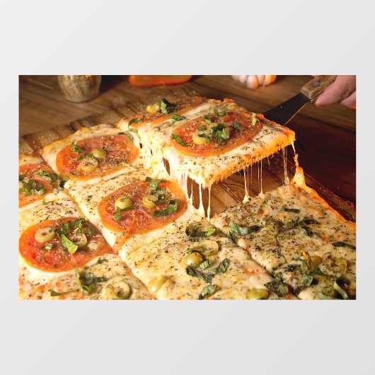 Vegetarische Pizza Vierkante Pizza Winkel Raamsticker (Vel)