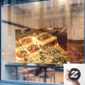 Vegetarische Pizza Vierkante Pizza Winkel Raamsticker (Cafe Raam)
