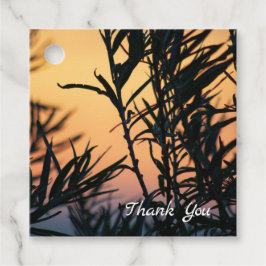 Vegetatie bij zonsondergang bedankjes labels