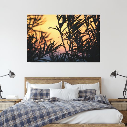 Vegetatie bij zonsondergang canvas afdruk (Insitu (Slaapkamer))