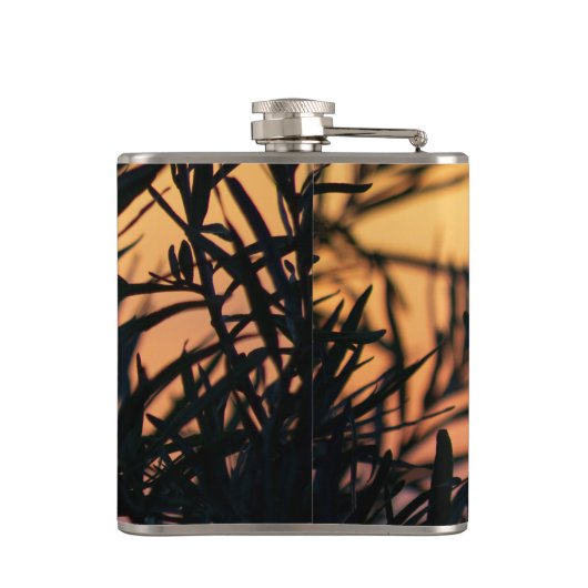 Vegetatie bij zonsondergang heupfles (Achterkant)