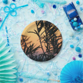 Vegetatie bij zonsondergang papieren bordje (Feest)