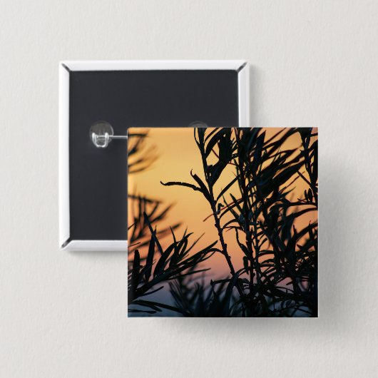 Vegetatie bij zonsondergang vierkante button 5,1 cm (Voorkant /achterkant)
