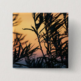 Vegetatie bij zonsondergang vierkante button 5,1 cm