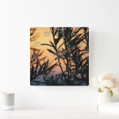 Vegetatie bij zonsondergang vierkante klok (Huis)