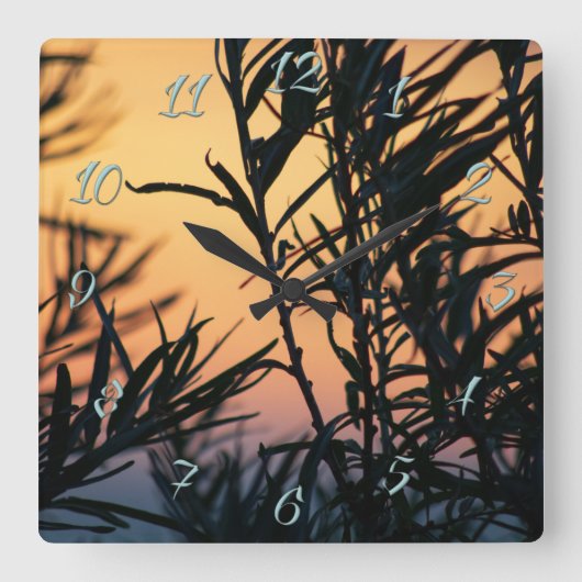 Vegetatie bij zonsondergang vierkante klok (Voorkant)