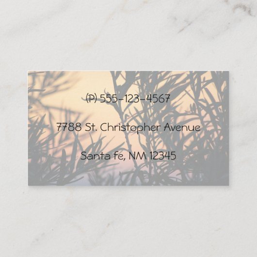 Vegetatie bij zonsondergang visitekaartje (Achterkant)