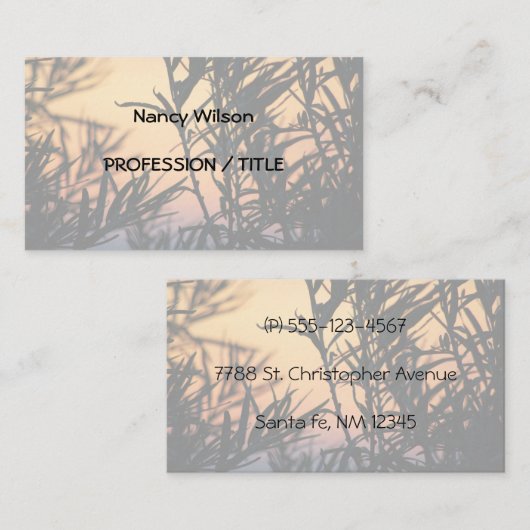 Vegetatie bij zonsondergang visitekaartje (Voorkant / Achterkant)