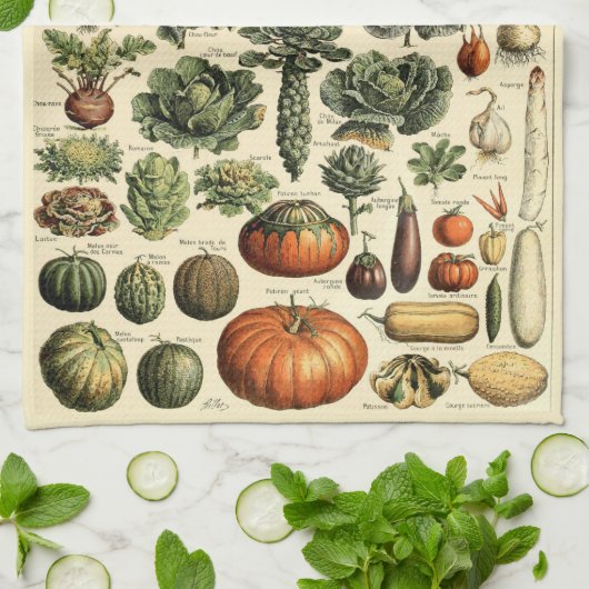  vegetatieve kunst door Adolphe Millot Pattern Theedoek (Gevouwen)