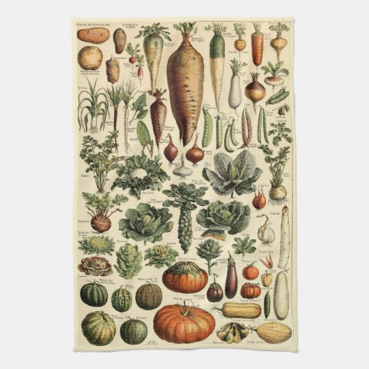  vegetatieve kunst door Adolphe Millot Pattern Theedoek (Verticaal)