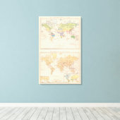 Vegetationsgebiete, Thiere Atlas Map Canvas Afdruk (Insitu (Houten vloer))