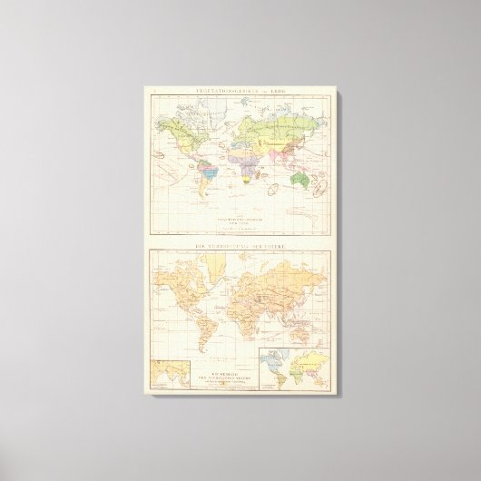 Vegetationsgebiete, Thiere Atlas Map Canvas Afdruk (Voorkant)