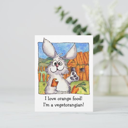 Vegetorangisch grappig konijnenmakreel briefkaart (Staand voorkant)