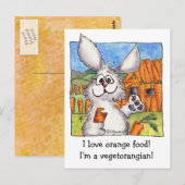 Vegetorangisch grappig konijnenmakreel briefkaart (Voorkant / Achterkant)